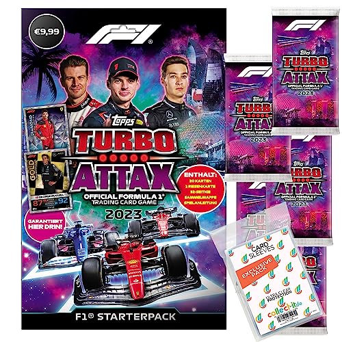 Bundle mit Topps - Turbo Attax Formel 1 2023-1 Starter + 5 Booster + Exklusive Collect-it Hüllen von collect-it.de MY HOME OF CARDS + TOYS