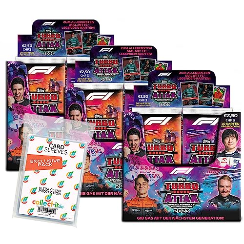 Bundle mit Topps - Turbo Attax Formel 1 2023-3 Display (72 Booster) + Exklusive Collect-it Hüllen von collect-it.de MY HOME OF CARDS + TOYS