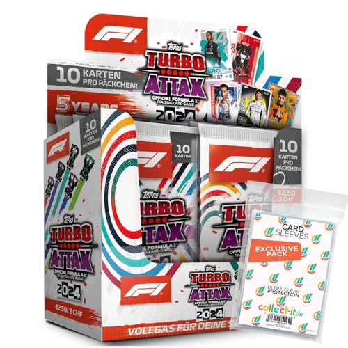 Bundle mit Topps - Turbo Attax Formel 1 2024-1 Display (24 Booster) + Exklusive Collect-it Hüllen von collect-it.de MY HOME OF CARDS + TOYS