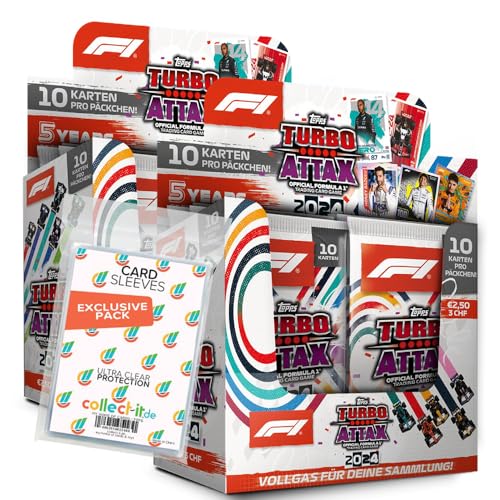 Bundle mit Topps - Turbo Attax Formel 1 2024-2 Display (48 Booster) + Exklusive Collect-it Hüllen von collect-it.de MY HOME OF CARDS + TOYS