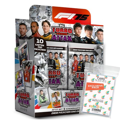 Bundle mit Topps - Turbo Attax Formel 1 2025 - Trading Cards + Exklusive Collect-it Hüllen (1 Display (24 Booster)) von collect-it.de MY HOME OF CARDS + TOYS