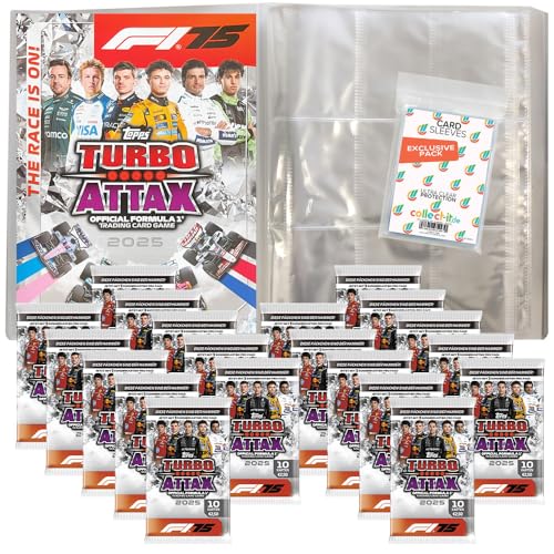 Bundle mit Topps - Turbo Attax Formel 1 2025 - Trading Cards - 1 Leere Sammelmappe + 20 Booster + Exklusive Collect-it Hüllen von collect-it.de MY HOME OF CARDS + TOYS