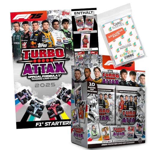 Bundle mit Topps - Turbo Attax Formel 1 2025 - Trading Cards + Exklusive Collect-it Hüllen (1 Starter + 1 Display (24 Booster)) von collect-it.de MY HOME OF CARDS + TOYS