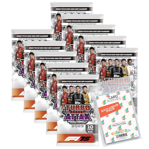 Bundle mit Topps - Turbo Attax Formel 1 2025 - Trading Cards - 10 Booster + Exklusive Collect-it Hüllen von collect-it.de MY HOME OF CARDS + TOYS