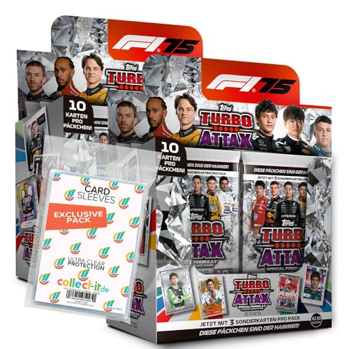 Bundle mit Topps - Turbo Attax Formel 1 2025 - Trading Cards + Exklusive Collect-it Hüllen (2 Display (48 Booster)) von collect-it.de MY HOME OF CARDS + TOYS
