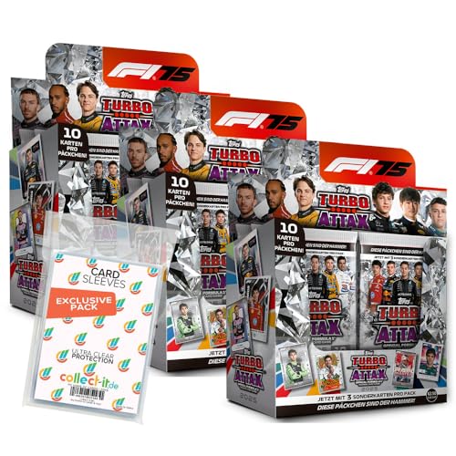 Bundle mit Topps - Turbo Attax Formel 1 2025 - Trading Cards + Exklusive Collect-it Hüllen (3 Display (72 Booster)) von collect-it.de MY HOME OF CARDS + TOYS