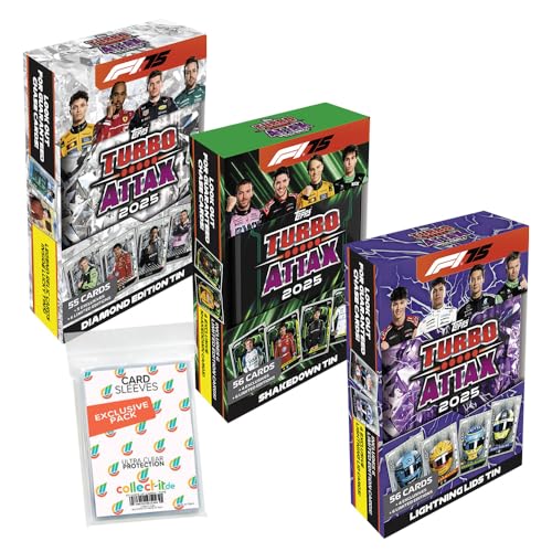 Bundle mit Topps - Turbo Attax Formel 1 2025 - Trading Cards + Exklusive Collect-it Hüllen (Alle 3 Verschiedene Mega Tin Boxen) von collect-it.de MY HOME OF CARDS + TOYS