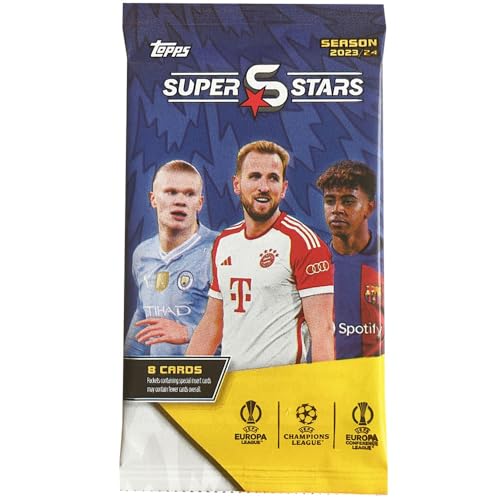 Bundle mit Topps UEFA Champions League Superstars 2024-1 Booster + Exklusive Collect-it Hüllen von collect-it.de MY HOME OF CARDS + TOYS