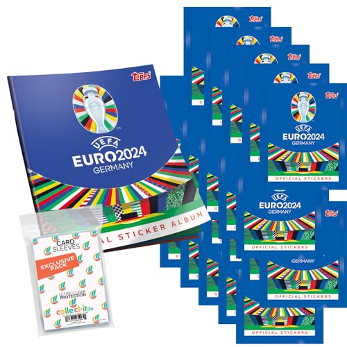 Bundle mit UEFA Euro 2024 Germany - Sammelsticker - 1 Album + 20 Tüten + Exklusive Collect-it Hüllen von collect-it.de MY HOME OF CARDS + TOYS