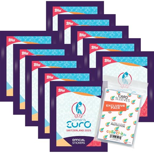 Bundle mit UEFA Women's Euro 2025 Switzerland - Sammelsticker - 10 Tüten + Exklusive Collect-it Hüllen von collect-it.de MY HOME OF CARDS + TOYS