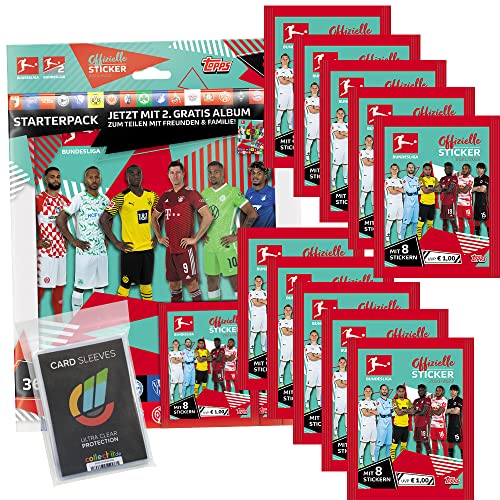 Collect-it Topps Bundesliga Sammelsticker 2021/22 - Starterpack+ 10 Tüten + 40 Hüllen Sleeves von collect-it.de MY HOME OF CARDS + TOYS