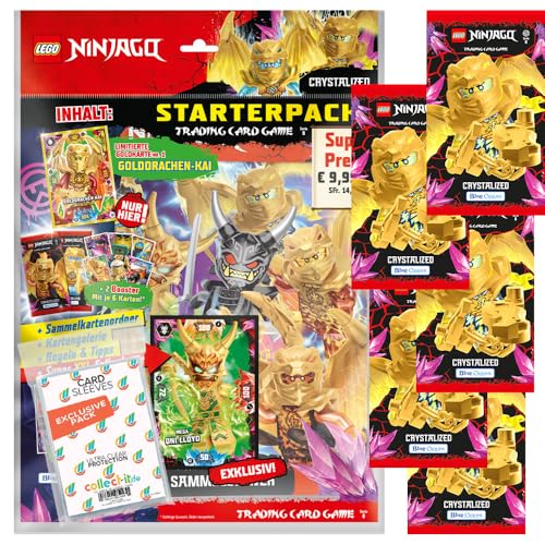 Bundle mit Blue Ocean Lego Ninjago Serie 8 Trading Cards - 1 Starter + 5 Booster + 2 Limitierte Star Wars Karten + Exklusive Collect-it Hüllen von collect-it.de MY HOME OF CARDS + TOYS