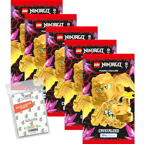 Bundle mit Blue Ocean Lego Ninjago Serie 8 Trading Cards - 5 Booster + Exklusive Collect-it Hüllen von collect-it.de MY HOME OF CARDS + TOYS