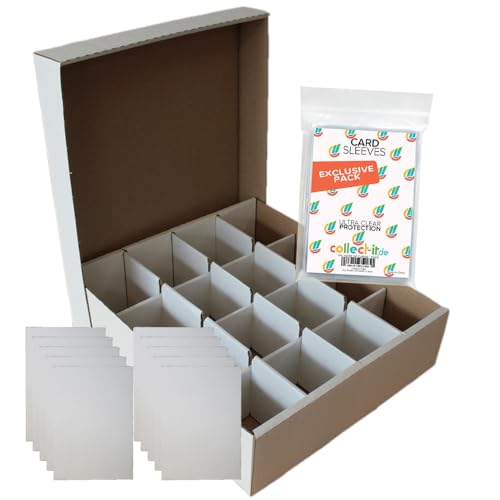 Collect-it.de Riesen Deck-Box - Aufbewahrung + 10 Kartentrenner (weiß) 16 Fächer für TCGs (kompatibel mit Magic/Pokemon/Yugioh/Match Attax Karten) + 40 Exklusive Collect-it.de Hüllen von collect-it.de MY HOME OF CARDS + TOYS