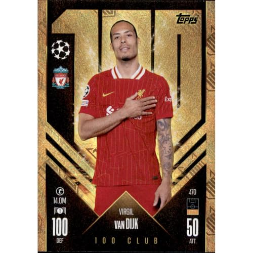 Match Attax Champions League 2024/2025 - Trading Cards Fußballkarten Einzel Sammelkarten (470 - Virgil Van Dijk - 100 Club) von collect-it.de MY HOME OF CARDS + TOYS