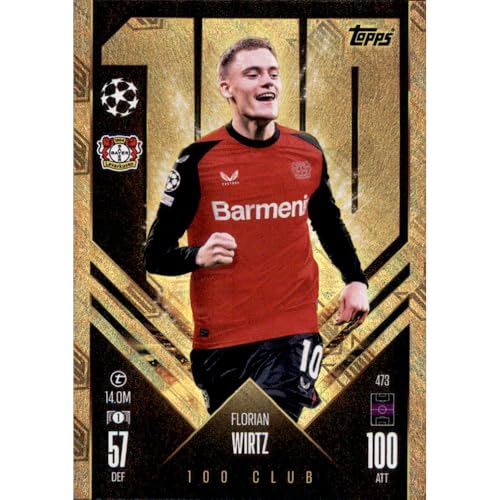 Match Attax Champions League 2024/2025 - Trading Cards Fußballkarten Einzel Sammelkarten (473 - Florian Wirtz - 100 Club) von collect-it.de MY HOME OF CARDS + TOYS