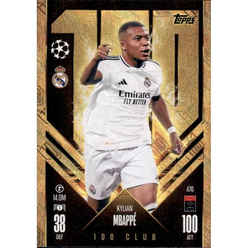 Match Attax Champions League 2024/2025 - Trading Cards Fußballkarten Einzel Sammelkarten (476 - Kylian Mbappe - 100 Club) von collect-it.de MY HOME OF CARDS + TOYS