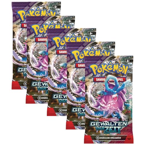 Pokemon KP05 Gewalten der Zeit - 5 Booster - Deutsch + 40 Exklusive Collect-it.de Hüllen von collect-it.de MY HOME OF CARDS + TOYS