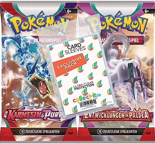Pokemon Karmesin & Purpur - Booster-Bundle KP01 + KP02 - Deutsch + 40 Exklusive Collect-it.de Hüllen von collect-it.de MY HOME OF CARDS + TOYS