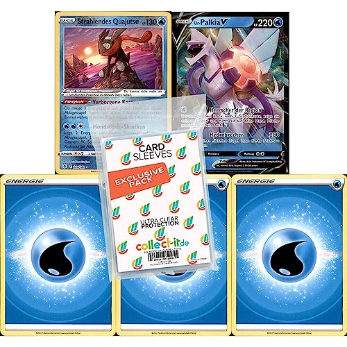 Pokemon Ur-Palkia V + Strahlendes Quajutsu - Holo-Karten-Bundle - Deutsch + 40 Exklusive Collect-it.de Hüllen von collect-it.de MY HOME OF CARDS + TOYS