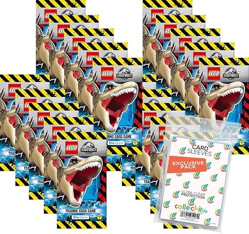 Bundle mit Lego Jurassic World Trading Cards - Serie 2-20 Booster + Exklusive Collect-it Hüllen von collect-it.de MY HOME OF CARDS + TOYS