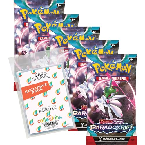 collect-it.de MY HOME OF CARDS + TOYS Pokemon KP04 Paradoxrift - 5 Booster - Deutsch + 40 Exklusive Sleeves von collect-it.de MY HOME OF CARDS + TOYS