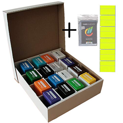 collect-it Riesen Deck-Box - 1 Box Aufbewahrung (weiß) 16 Fächer für TCGs + 16 Deck Boxen Hüllen von collect-it