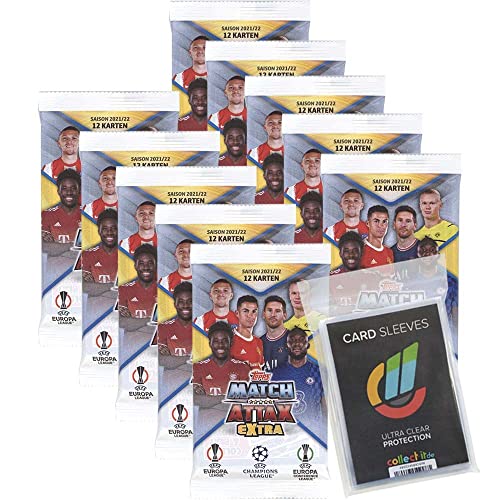 collect-it Topps Champions League EXTRA 2021/22 - Trading Cards - Bundel mit 10 Booster und 40 Hüllen Sleeves von collect-it