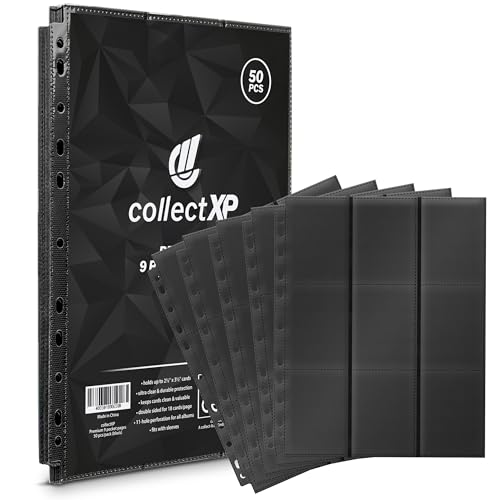 collectXP - Albumseiten - Premium Sammelkarten-Hüllen für alle TCG & Sammelkarten (Magic, Pokemon, Yu-Gi-Oh! & co.) (50 STK./schwarz) von collectXP