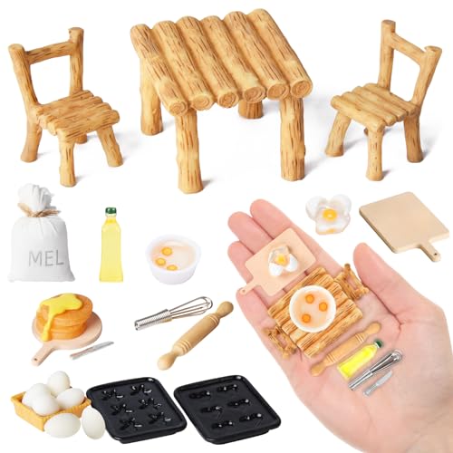 Colmanda Miniatur Wichtel Zubehör, 22 Stück Puppenhaus Zubehör, Mini Puppenhaus Küche Backen Set, Mini Wichtelhaus Tisch und Stühle, Miniatur Eier Milchbrot Mehlbeutel, Weihnachten Deko Colmanda Miniatur Wichtel Zubehör, 22 Stück Puppenhaus Zubehör, Mini Puppenhaus Küche Backen Set, Mini Wichtelhaus Tisch und Stühle, Miniatur Eier Milchbrot Mehlbeutel, Weihnachten Deko von colmanda