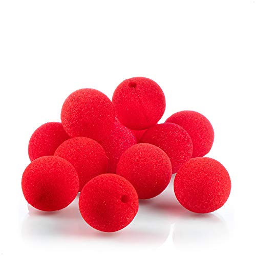 com-four® 12x Clownsnasen aus Schaumstoff - falsche Nasen in Rot für Kostüme, Ø 5cm, für Fasching, Karneval oder andere Mottopartys von com-four