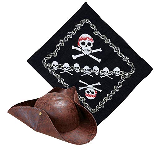 com-four® 2-teiliges Piraten-Accessoires-Set - Ideal für Karneval, Motto-Partys und Kostümveranstaltungen - Unisex, Erwachsene, Jungen, Mädchen von com-four