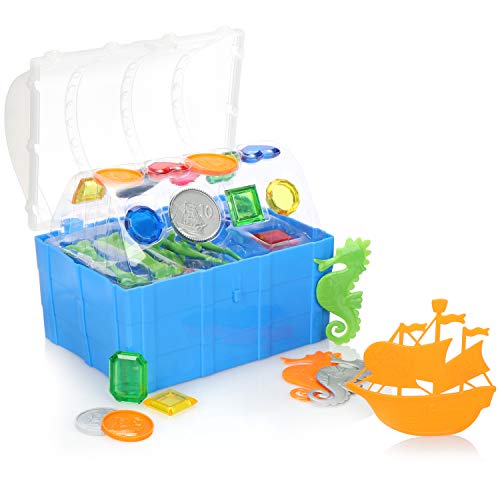 com-four® 28-teiliges Tauch-Spielzeug - Pool-Spielzeug für Kinder - Badespielzeug zum Tauchen für Pool, Badewanne, Strand (28-teilig - Schatzkiste) von com-four