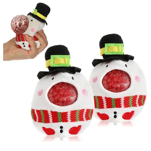 com-four® 2X Anti-Stress Weihnachtsfigur - Squeeze Spielzeug Weihnachten - Quetsch-Ball mit weihnachtlichem Motiv für Kinder und Erwachsene (Schneemann - 2 Stück) von com-four