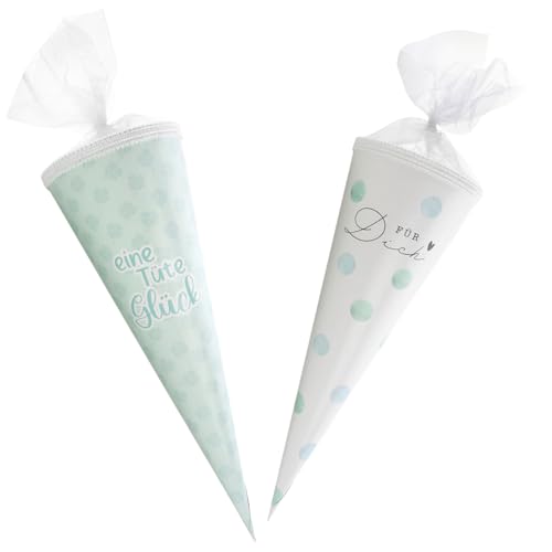 com-four® 2X Schultüte 40cm - Geschwisterschultüten aus Pappe - Zuckertüte für die Einschulung zum Schulanfang - Geschenkverpackung für Schulanfänger - ABC-Tüte für Erstklässler [Auswahl variiert] von com-four