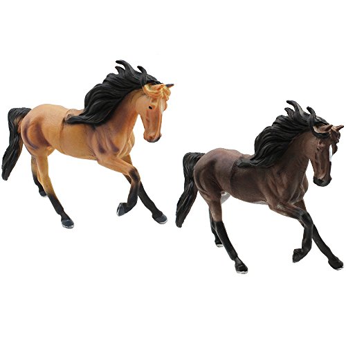 com-four® 2X Spielzeugfigur Pferd aus Hartgummi in verschiedenen Varianten, ca. 15 x 13 cm von com-four
