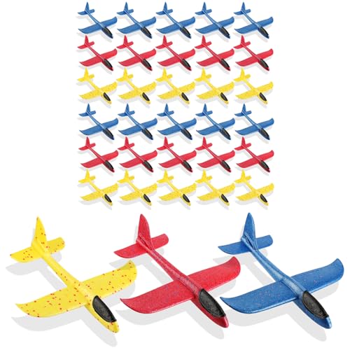 com-four® 30x Styroporflugzeug für Kinder und Erwachsene - Stabiler Wurfgleiter mit Stecksystem - Segelflugzeugmodell - Ultra-leichtes Modellflugzeug - Styroporflieger ohne Motor von com-four