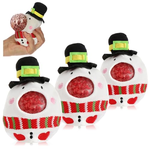 com-four® 3X Anti-Stress Weihnachtsfigur - Squeeze Spielzeug Weihnachten - Quetsch-Ball mit weihnachtlichem Motiv für Kinder und Erwachsene (Schneemann - 3 Stück) von com-four