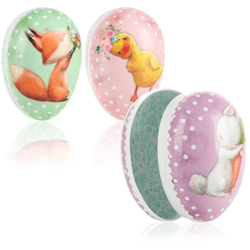 com-four® 3X Osterei zum Befüllen - Fülleier für Ostern - Osterei mit süßen Tier-Motiven - Osterdekoration [Auswahl variiert] von com-four