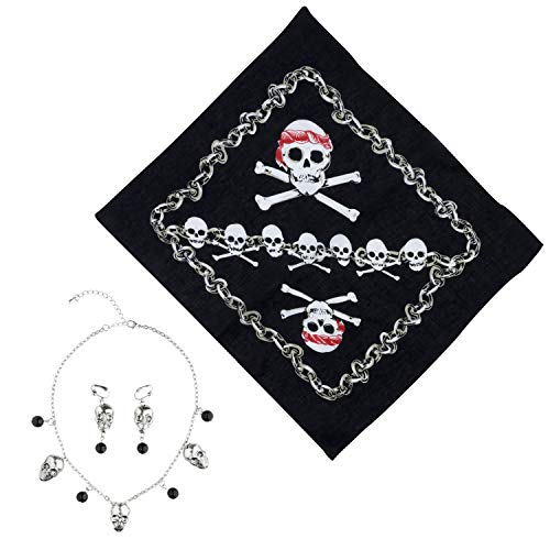 com-four® 4-teiliges Zubehör-Set für Piraten-Kostüme - Ideal für Karneval, Motto-Partys und Kostümveranstaltungen von com-four