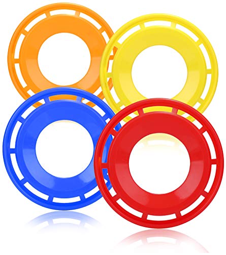 com-four® 4X Frisbee für Kinder und Erwachsene - Wurfscheibe in Ringform - Frisbeescheibe 27 cm - Flugscheibe in bunten Farben [Auswahl variiert] (4 Stück - Wurfring) von com-four