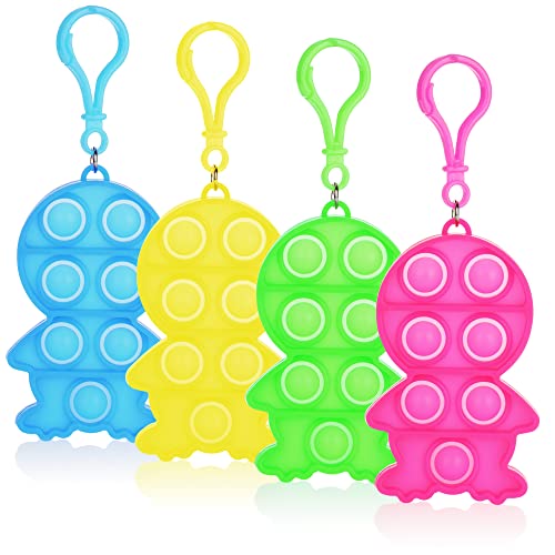 com-four® 4X Schlüsselanhänger Pinguin - Fidget Toy Pop It Push It, Pop Bubble - Anti-Stress Spielzeug für Unterwegs zum Anhängen - für Kinder und Erwachsene - [Auswahl variiert] von com-four