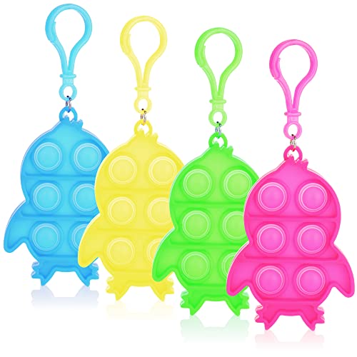 com-four® 4X Schlüsselanhänger Vogel - Fidget Toy Pop It Push It, Pop Bubble - Anti-Stress Spielzeug für Unterwegs zum Anhängen - für Kinder und Erwachsene - [Auswahl variiert] von com-four