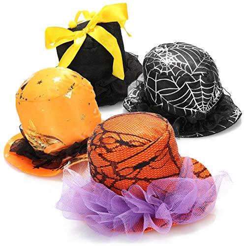 com-four® 4X Mini-Hut für Halloween - Partyhut mit Clip für Fasching, Silvester, Mottoparty - Kopfbedeckung in verschiedenen Designs [Auswahl variiert] (bunt) von com-four