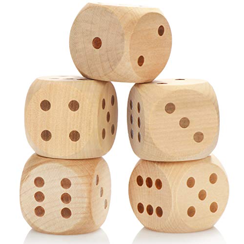 com-four® 5X Würfel XL - Würfel aus Holz 5 x 5 cm - Große Holz-Würfel zum Spielen - Spielwürfel für draußen (XL Würfel) von com-four