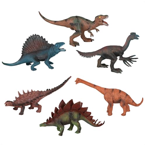 com-four® 6X Dinosaurier aus Kunststoff - prähistorische Spielfiguren - robuste Urgiganten - Saurier-Spielzeug für Kinder - Riesenechsen zum Spielen - Urzeittiere (6-teilig Dino) von com-four