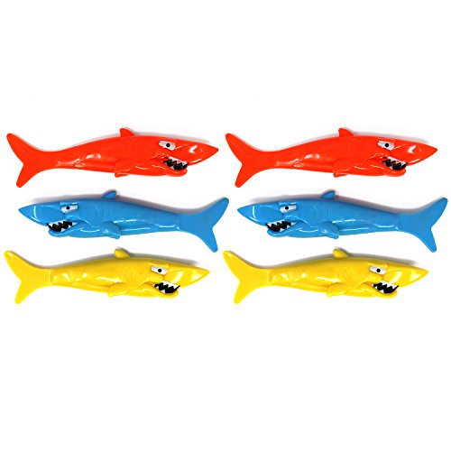 com-four® 6X Tauchspielzeug als Hai, Tauch-Set zum Tauchen Lernen für Kinder (06 Stück - Hai) von com-four