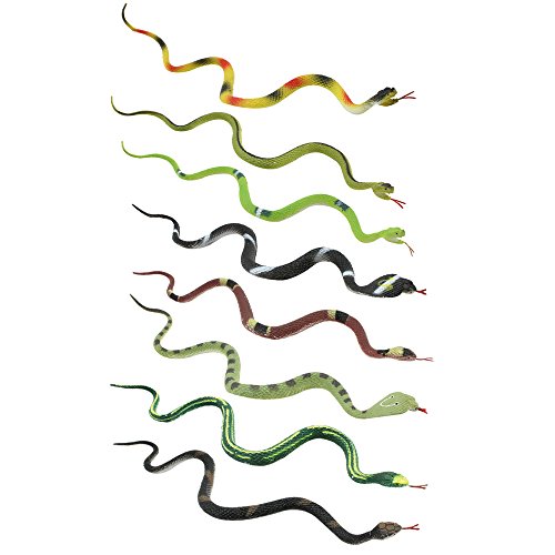 com-four® 8-teiliges Gummischlangen Set - kleine realistisch wirkende Natter, Kobra, Aspis-Viper, Kreuzotter, Reptil aus Kunststoff - ca. 34 cm lang [Auswahl variiert] (08 Stück - bunt) von com-four