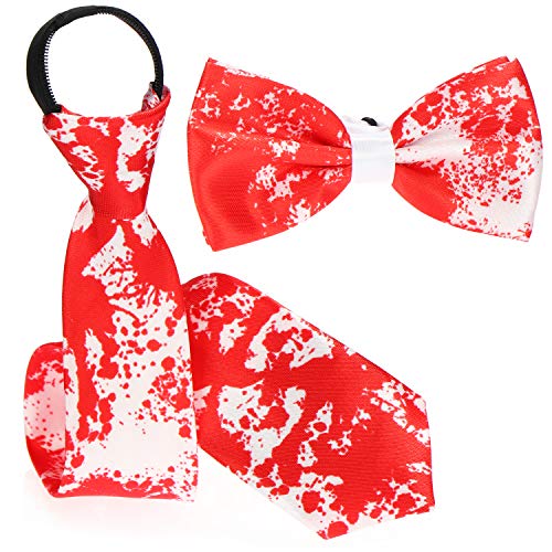 com-four® Halloween Krawatte & Fliege - Schlips und Schleife im Blut-Design - Halloweenkostüm unisex - Kostüm für Halloween, Fasching und Mottopartys von com-four