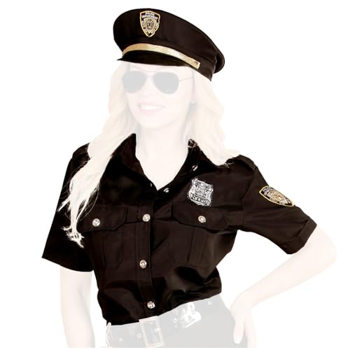 com-four® Kostüm Polizistin - Bluse und Hut - NY Police Officer - Kostüm für Fasching, Motto-Party, Halloween oder Karneval - Größe XL - schwarz (Polizistin Kostüm Gr. XL) von com-four